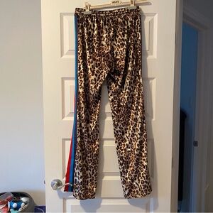 Stretch velour leopard print pants